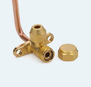 Válvula Divisora de 2 Vías de Latón 1/4 7/16-20 SAE 45 °   90 °   Tubería de Cobre Curvada 23G 800PSI R22 R410A R32 Válvula de Servicio de Aire Acondicionado India - Product Image 5