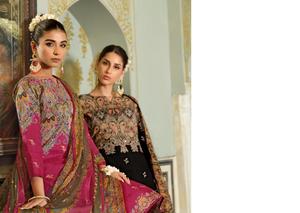 Vestido Duppata con estampado exclusivo del último diseñador Seda pesada y algodón puro con trabajo hecho a mano - Product Image 6