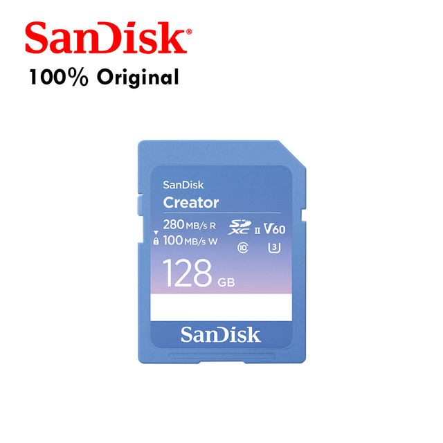Creator Extreme Pro SDXC, UHS-II SD Memory Card, 280MB/s R, 100MB/s W, V60, U3, C10, SDSDXEP-128G-GNCIS