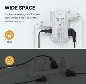 Outlet Extender <b>Surge</b> <b>Protector</b> - 6 Outlet Splitter with 4 USB Ports (2 USB C) Multiple Plug Expander Wall Charger Wall Charger - Product Image 4