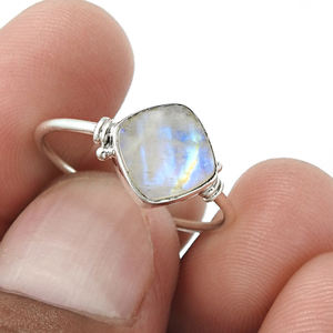 แหวนรูปพระจันทร์สีรุ้งธรรมชาติสำหรับหมั้น925เงินสเตอร์ลิงทำด้วยมือเครื่องประดับ Boho สำหรับผู้หญิงเด็กผู้หญิง - Product Image 3