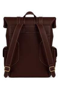 Mochila de Cuero Marrón Premium con Bolsillos Delanteros y Laterales para Uso Diario y al Aire Libre - Product Image 4