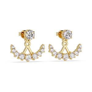 Pendientes de Oro Puro de 14k con Diamantes Redondos Cultivados en Laboratorio, Desmontables, en Forma de Media Luna, para Regalo de Aniversario, Venta al por Mayor - Product Image 1