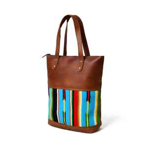 Vente en gros de sacs fourre-tout en cuir pour femmes de grande capacité personnalisés avec imprimé Western Aztec et design à fermeture éclair - Product Image 5