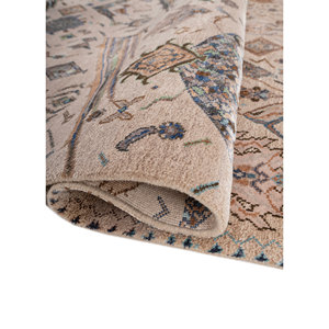 พรมถักมือลายเรขาคณิตแมนชาฮ่า ทำจากขนสัตว์และไหมไผ่ สีชมพูและสีม่วง สำหรับใช้ในบ้าน-Les-2830 - Product Image 2