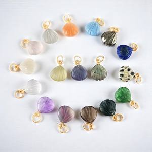 Colgante Seshell de jaspe Dálmata, colgantes de concha marina chapados en oro de Plata de Ley 925, joyería hecha a mano de piedras preciosas de 12mm para mujeres a granel - Product Image 2