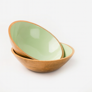 Cuenco de madera de Mango, interior verde, caligrafía árabe, Plato decorativo hecho a mano para servir ensaladas y frutas, utensilios de cocina de madera artesanales rústicos - Product Image 3