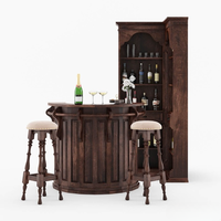 Ensemble de bar d'angle pliable traditionnel en teck massif rustique pour extérieur et usage commercial, avec rembourrage écologique et durable