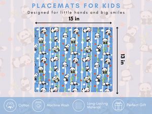 แผ่นรองจานผ้าพิมพ์ลายแพนด้าหนา2ชั้นสำหรับเด็กใช้ในบ้านและกล่องอาหารกลางวัน15 "x 13" ซักได้สำหรับใช้ในบ้าน - Product Image 3