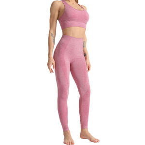 Conjunto de yoga para mujer Frente Personalizable Fitness Ropa activa Transpirable Ecológico Punto sin costuras Traje deportivo de gimnasio de 2 piezas - Product Image 5