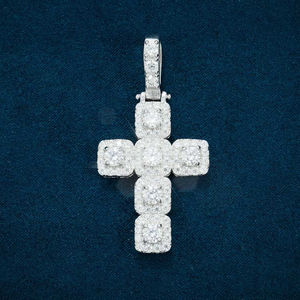 Hip Hop Hombres VVS 925 Colgante de cruz de plata con Bling Iced Moissanite Probador de diamantes personalizable Colgantes y dijes de moda - Product Image 5