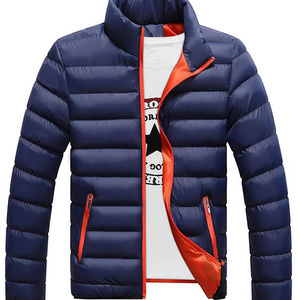 Men's Winter <b>Puffer</b> <b>Jacket</b> Stand Collar <b>Thin</b> Hood Long Sleeve Canvas High Street Style Custom Logo Color Printed Manufacturer - Product Image 1