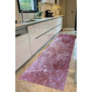 Alfombra Estampada con Diseño de Mármol Rojo Clarete - Moderna, Colorida, Fácil de Limpiar, con Pelo Suave - Product Image 4