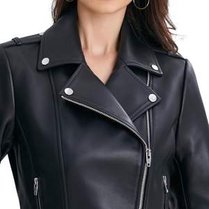 Veste de moto en similicuir ceinturée pour femme 2025 avec col montant taille normale et plus du Pakistan - Product Image 3
