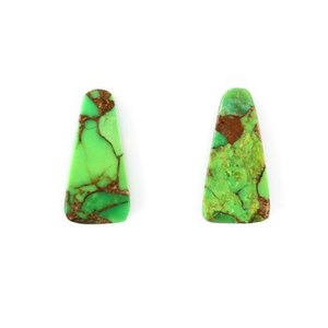 Nouveauté Vert Cuivre Turquoise Pierre Précieuse Lâche 8x16mm Naturel Top Polonais Les Deux Côtés Plat Forme Trapézoïdale pour Bijoux - Product Image 1