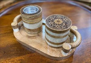 Traditional <b>Wooden</b> Bakhoor Set with Stunning Pearl Inlays Luxury Electric Candle Warmer <b>for</b> Eid and Ramadan Gifts - Product Image 3