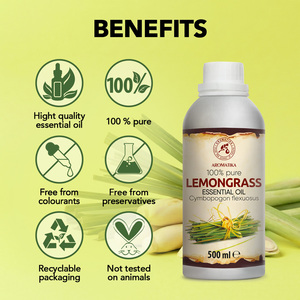 Aromatika Aceite Esencial de Citronela 100% Puro y Dulce 500ml Destilado al Vapor para Control del Acné, Cuidado del Cuero Cabelludo y el Cabello, Aroma Cítrico Fresco - Product Image 2
