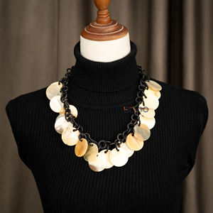 Collar de cadena larga de cuerno de búfalo Natural al por mayor más vendido para mujer accesorios de moda de cuerno de buey Natural - Product Image 1