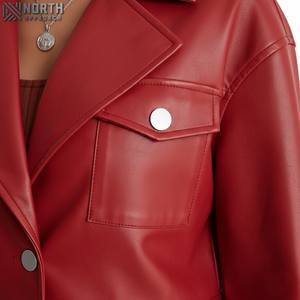 Veste en cuir courte pour femme hiver coupe-vent respirant court élégant logo avant personnalisable - Product Image 6