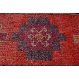 Alfombra de 3.1x10.8 pies, Alfombra Turca Vintage, Alfombra de Lana Herki Roja - Product Image 4