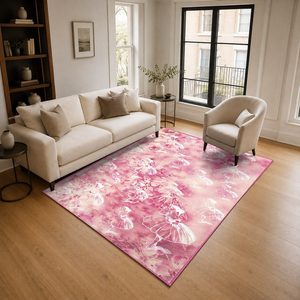 Tapis RUGS DEPOT LXDP-0059 – Tapis ethnique multicolore neutre Kilim imprimé numériquement, lavable en machine, en chenille, antidérapant – Vente en gros - Product Image 2