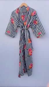 Kimono Floral de Algodón con Estampado de Margarita, Bata de Baño Ligera, Natural, Lavable, Boho, Spa, Suave, Ideal para Dormir - Product Image 4