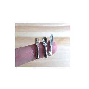 Cuillère en acier inoxydable au design moderne fourchette à couteau de taille mini et cuillère en acier inoxydable à poignée mini - Product Image 1