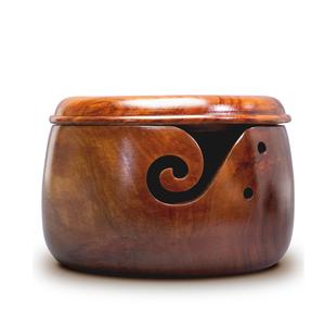 Cuenco de hilo con tapa, soporte grande de hilo hecho a mano para tejer a ganchillo, cuenco con gancho de ganchillo y bolsa de viaje, regalo - Product Image 5