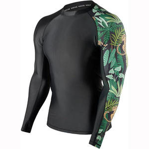 เสื้อรัดกล้ามเนื้อแขนยาวสำหรับผู้ชาย สำหรับ BJJ MMA ออกกำลังกายในยิม ผลิตจากผ้าสแปนเด็กซ์/ไนลอน พร้อมการพิมพ์แบบซับลิเมชั่น - Product Image 4