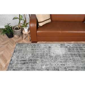 พรมวินเทจ, พรมวิ่งขนาด 2.6x9.3 ฟุต, พรมขนสัตว์สีเทาดำ - Product Image 3