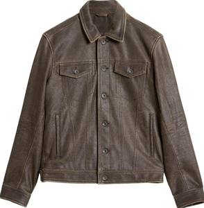 New <b>Top</b> Hot Selling Men's Coated Cow Skin Genuine Biker Jacket <b>Distressed</b> Windproof Breathable Hooded Stand Collar Front Logo - Product Image 1