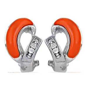 Pendientes de Coral Plateado para Uso Diario con Circonita Cúbica, Joyería de Cristal Elegante - Product Image 1