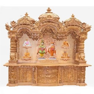 Diseñador blanco y dorado de madera de teca Pooja Mandir Aspecto atractivo Diseñado Templo indio Venta caliente Akshardham Iskcon Pooja Mandir - Product Image 3