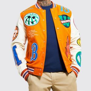 Chaquetas informales Varsity Letterman para hombre, chaquetas de talla grande de invierno de lana tejida con capucha, botón decorado, piel de oveja, cuero de vaca - Product Image 6