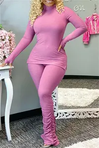 Slim-fitting Short Pink Velvet Fabric High-elastic Women's Sports Suit