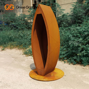 Cheminée extérieure carrée en acier corten à vente chaude avec rangement pour bois pour la décoration de jardin - Product Image 6