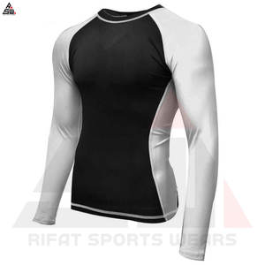 Venta al por mayor de camisetas de gimnasio de compresión unisex largas transpirable sublimación impresa logotipo personalizado Spandex/poliéster hecho en Pakistán - Product Image 3