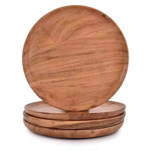 Assiettes rondes en bois classiques écologiques faites à la main, finition polie, pour la salle à manger, la cuisine, la décoration de table, Crescent Crafts - Product Image 3