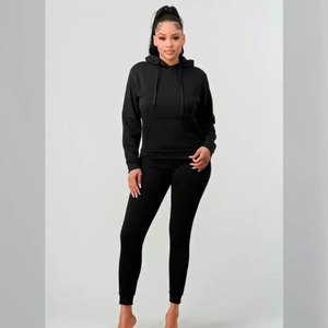 Nueva Colección de Ropa de Invierno para Mujer, Conjunto de 2 Piezas, Sudadera con Capucha y Pantalones Deportivos con Cordones, 100% Algodón, Suministro Directo de Fábrica al por Mayor - Product Image 3