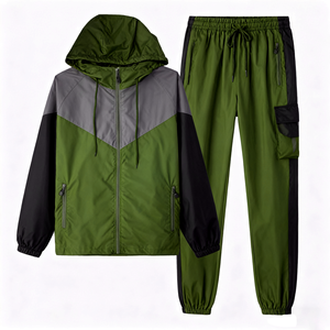Conjunto Deportivo Unisex de Talla Grande, Chaqueta Cortavientos de Nailon para Primavera, Ropa Deportiva, Estilo Vintage con Bloques de Color, Ecológico, de Dos Piezas - Product Image 6