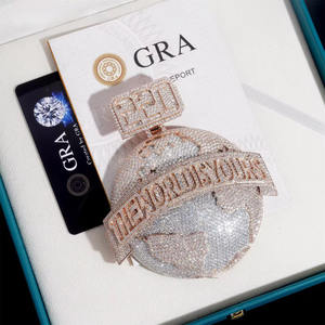 Colgante de cadena de moissanita personalizado para hombre, colgante de oro rosa, colgante de Hip Hop, joyería para hombre, joyería de moda - Product Image 1