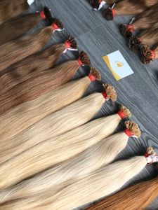 Puntas planas de queratina italiana con 100% extensiones de cabello Remy vietnamita crudo Color claro Cinta frontal preunida Cabello en estilo ondulado - Product Image 3