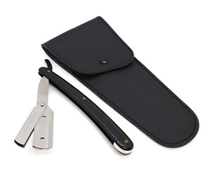 Maquinilla de afeitar de barbero de borde recto de acero inoxidable de una sola hoja Vintage, característica de seguridad reutilizable para afeitado de garganta y corte de pelo en salones - Product Image 3