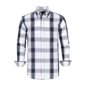 Chemise boutonnée décontractée pour hommes de qualité supérieure 100% coton flanelle manches longues coupe régulière caractéristique anti-rides - Product Image 5