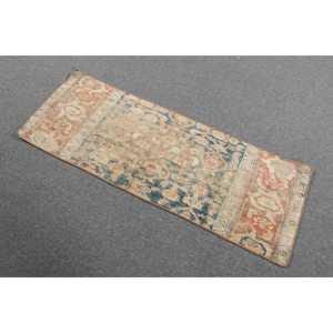 Alfombra Turca Vintage de 1.6x4.4 pies, Alfombra Persa Azul - Product Image 2