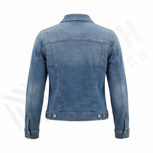 Chaqueta Vaquera Clásica para Mujer, de Algodón, con Bolsillos Delanteros, Cuello Camisero, Mangas Largas, Color Personalizado, Lavado Informal, para Uso Diario, Estilo Urbano, Tinte Liso - Product Image 2