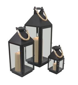 Lanterne à bougie en verre et fer nouveau style suspendu de jardin Lot de 3 lanternes à bougie au design moderne pour la décoration intérieure 2025 - Product Image 6