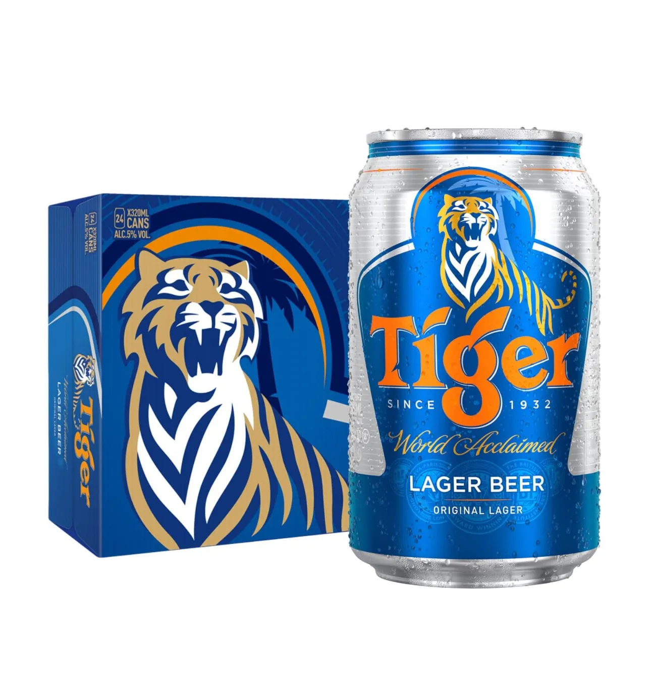 Premium Lager Beer, Tiger Original Larger Beer, award winning Asian lager, x24 pack count BEST Bulk Supplier