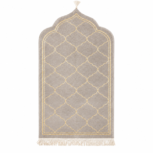 Tapis de prière en velours beige de luxe, Janamaz Sejjadah, antidérapant, tapis musulman, cadeau islamique, vente en gros - Product Image 4
