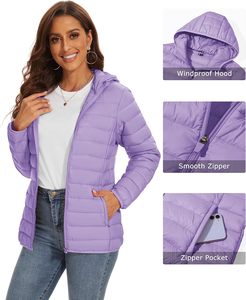 Womens cropped puffer jacket with insulated <b>padding</b> lightweight stylish Breathable 100% Polyester\Cotton made Puffer jackets - Product Image 6